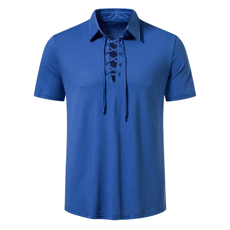 Herren Poloshirt mit modernem Schnürdesign und hochwertiger Baumwollqualität EB