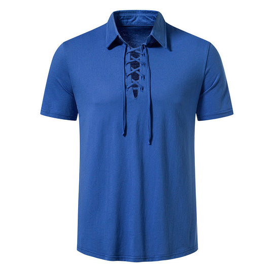 Herren Poloshirt mit modernem Schnürdesign und hochwertiger Baumwollqualität EB