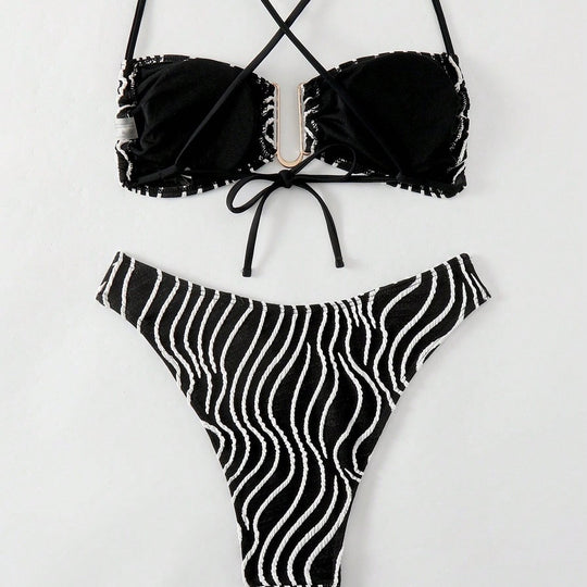 Damen Bikini mit elegantem Schnitt und modernem Muster EB