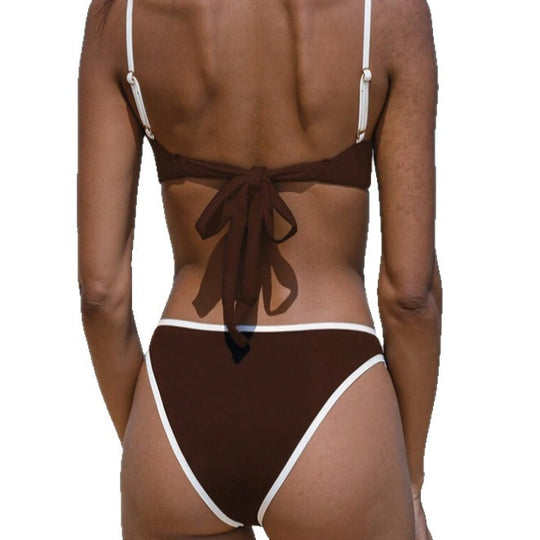 Damen Bikini-Set mit schmalen Trägern und originellem Kontrastdetail EB
