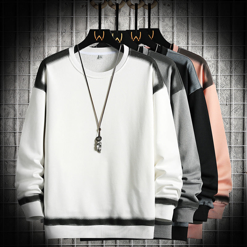 Herren Oversize-Sweatshirt mit Rundhals, kontrastiertem Spray‑Effekt und geripptem Saum EB