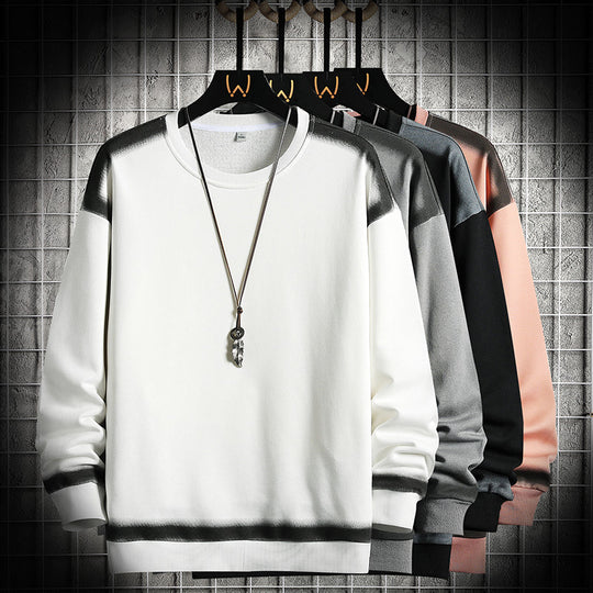 Herren Oversize-Sweatshirt mit Rundhals, kontrastiertem Spray‑Effekt und geripptem Saum EB
