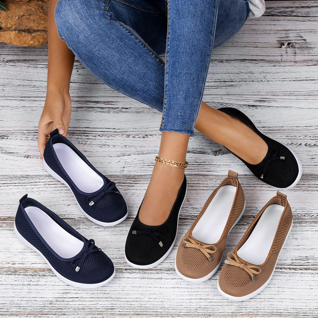 Damen Komfortable und atmungsaktive Ballerinas mit elastischem Bund EB