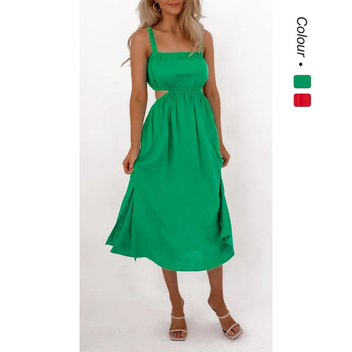 Damen Midikleid mit raffiniertem Schnitt und seitlichen Cut-Outs EB