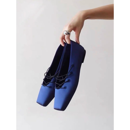Damen Elegante Schnür-Ballerinas aus satinierter Textiloberfläche EB