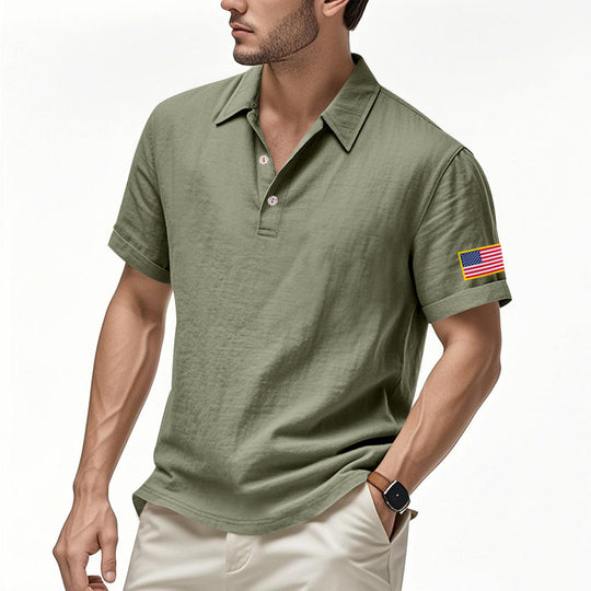 Herren Poloshirt mit strukturiertem Design und Kontrastknopf EB