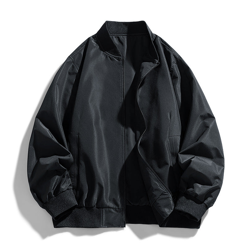 Men's  relaxed-fit zip-front utility jacket with ribbed collar elastic hem EB