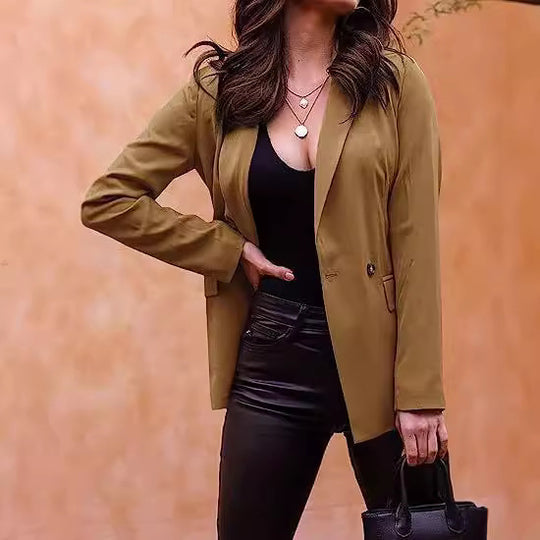 Damen modischer Blazer mit tailliertem Schnitt und schmalen Revers EB