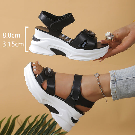 Damen modische Wedge-Sandalen mit elastischem Riemendesign und komfortabler Dämpfung EB