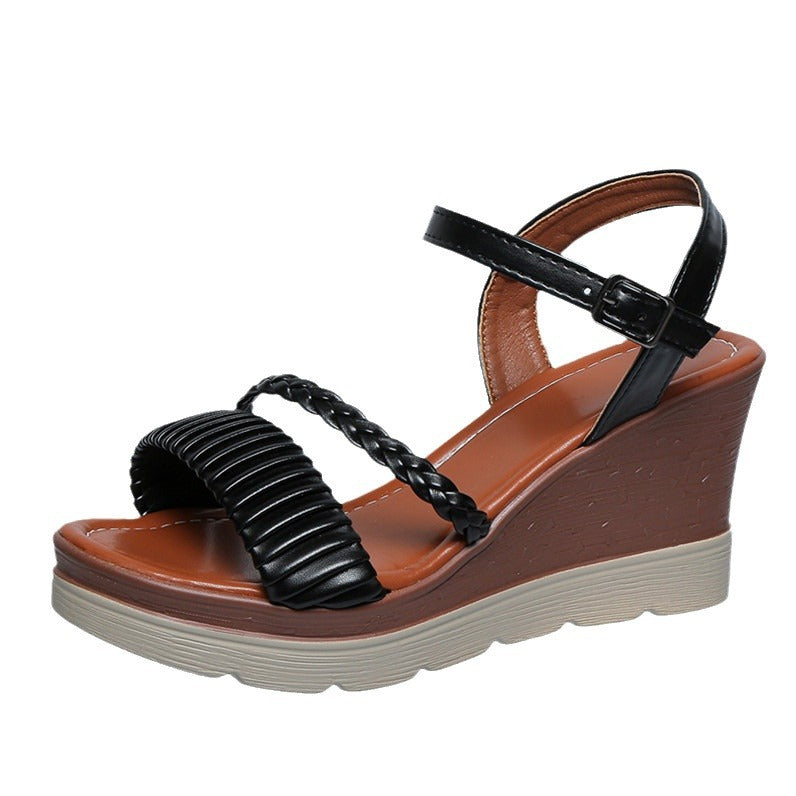 Damen Wedge-Sandalen mit eleganten Riemen und komfortablem Fußbett EB