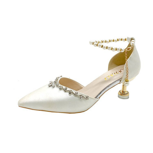 Damen elegante spitze Pumps mit Schmuckakzenten EB