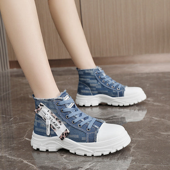 Damen hochschneider Sneakers mit trendiger Markenplakette und einzigartigem Design EB