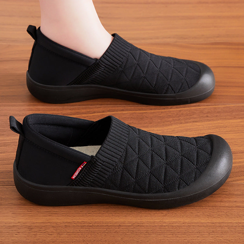 Damen nan atmungsaktiver gestrickter Slip-On Komfort-Halbschuh mit elastischem Schaft und stoßdämpfender EVA-Sohle EB