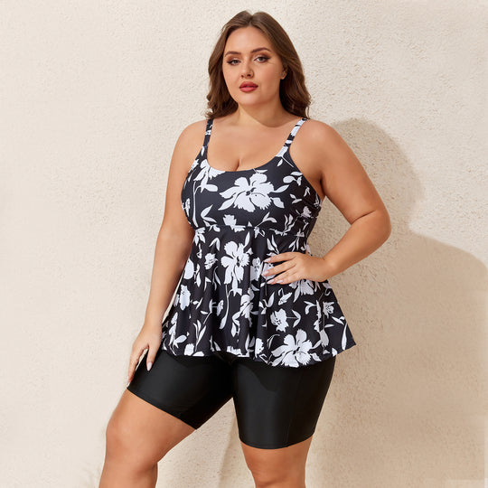 Damen Tankini-Set mit modischem Oberteil und figurbetonten Shorts EB