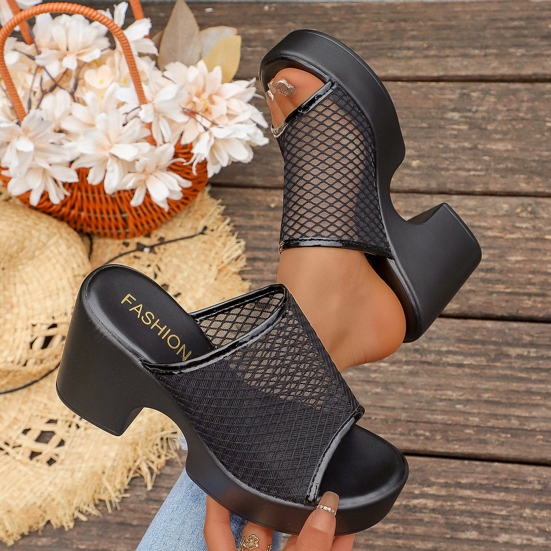 Damen Plateau-Sandalen mit durchlässigem Netzoberteil und bequemer Sohle EB