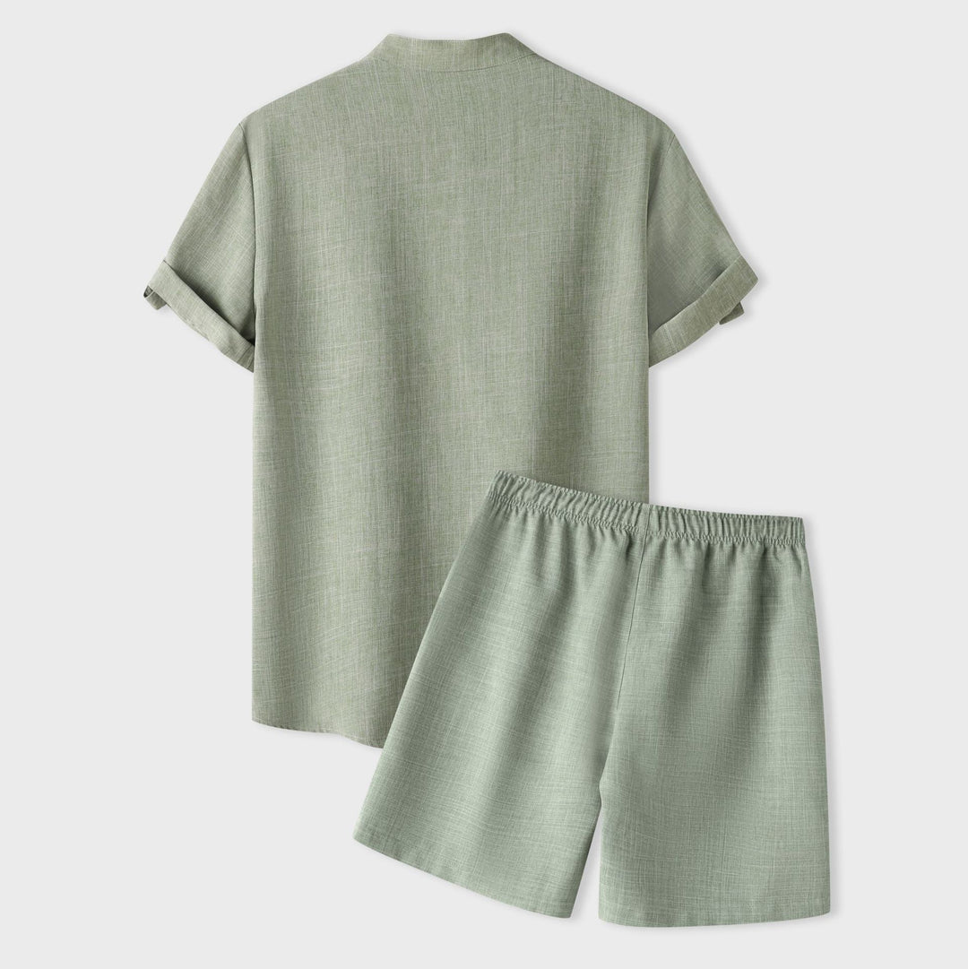 Damen Kurzarm Pyjama-Set aus atmungsaktivem Stoff mit elastischem Bund EB