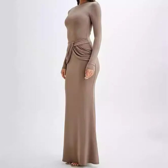 Damen Elegantes Maxikleid mit dekorativer Drapierung EB