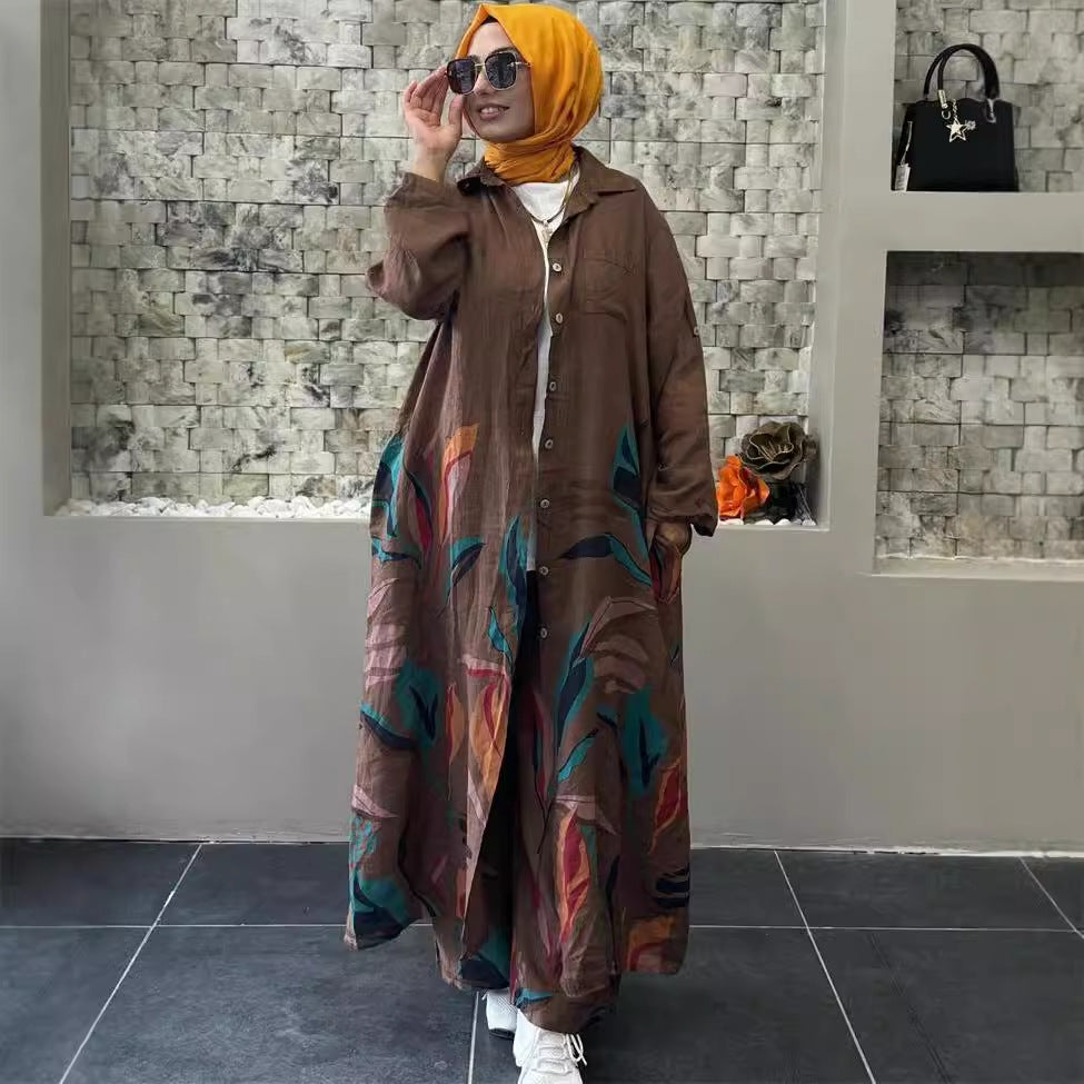 Damen Lange Bluse mit floralem Design EB
