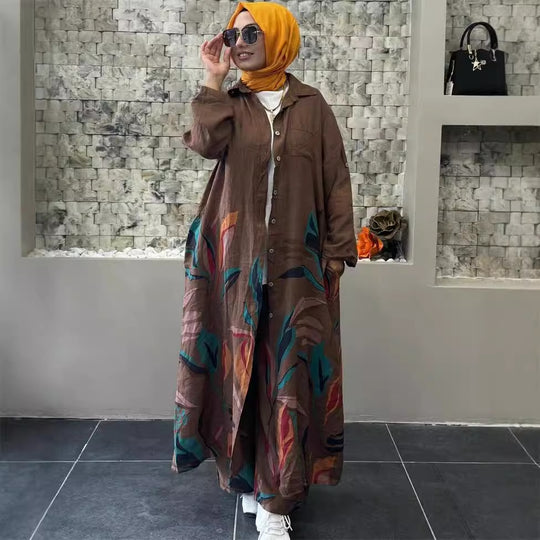 Damen Lange Bluse mit floralem Design EB