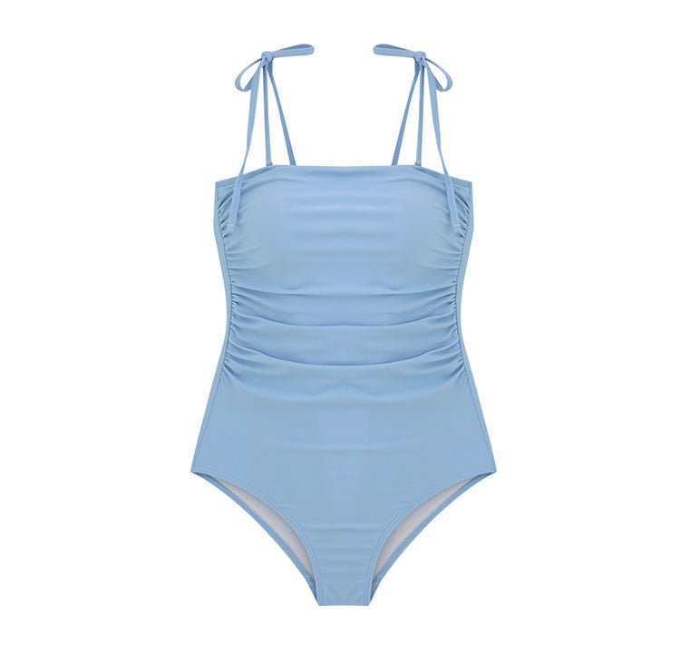 Damen Einteiler Badeanzug mit verstellbaren Trägern und eleganter Raffung EB