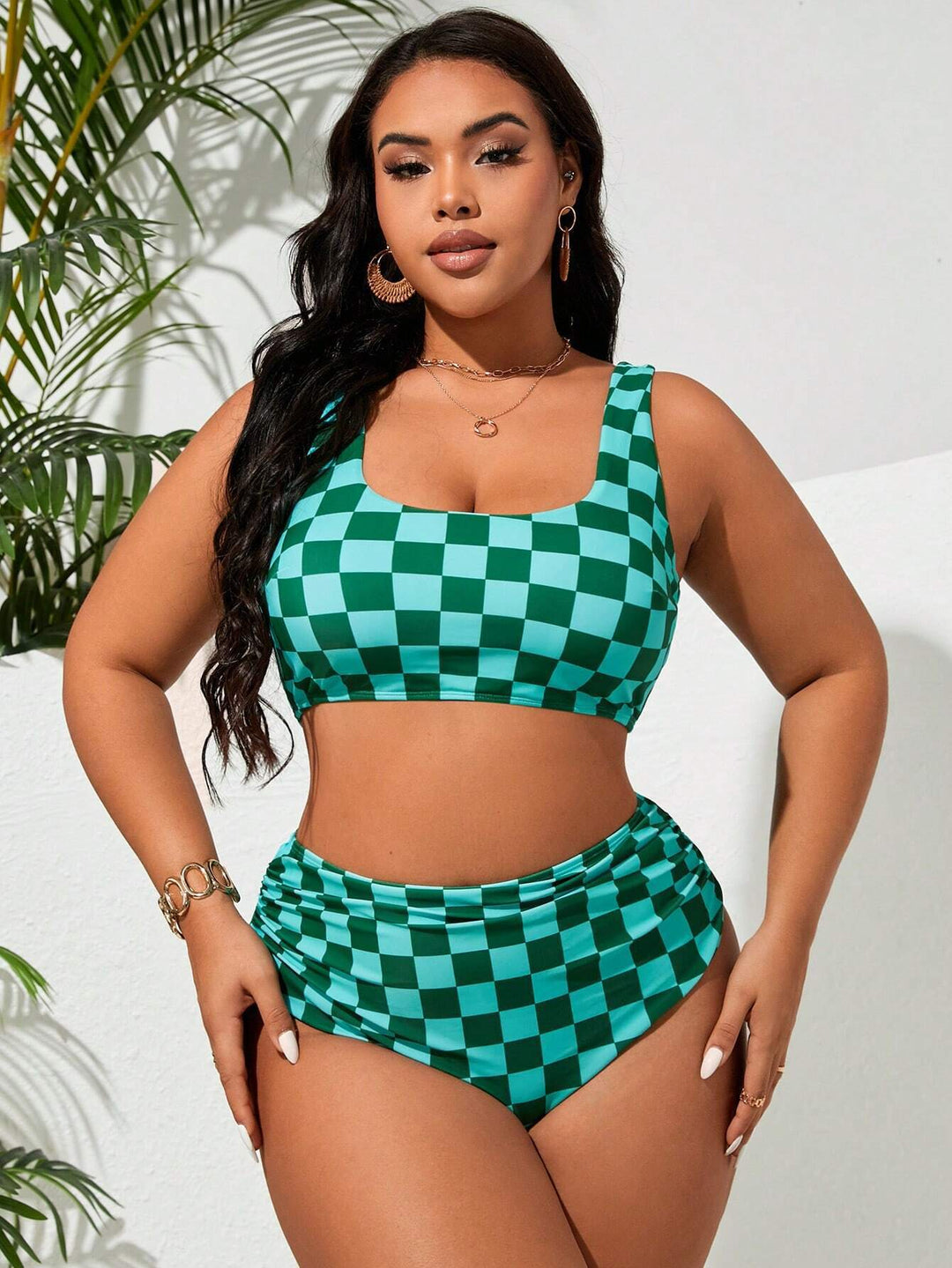 Damen Bikini-Set mit modischem Karomuster EB