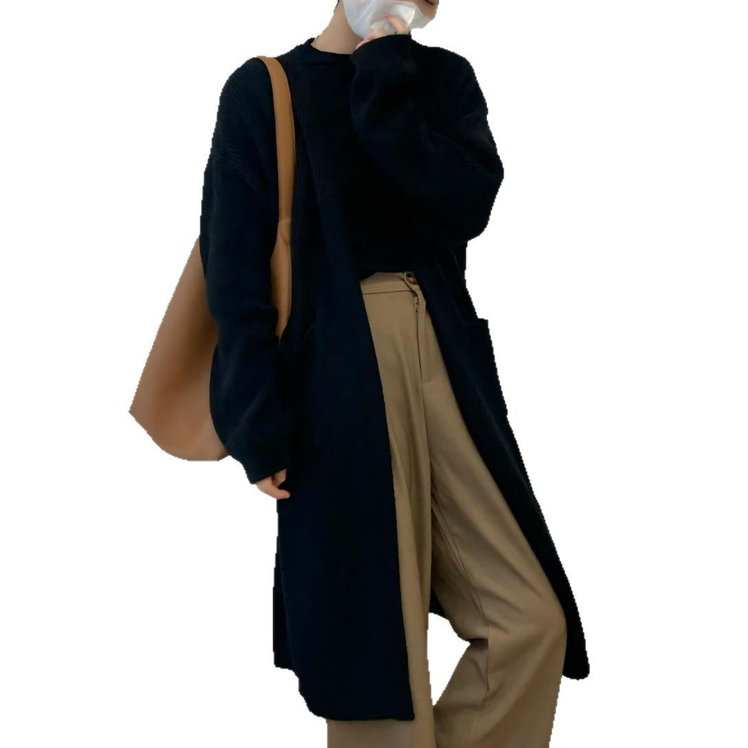 Damen Weicher Strickmantel mit großzügigen Taschen und weitem Schnitt EB