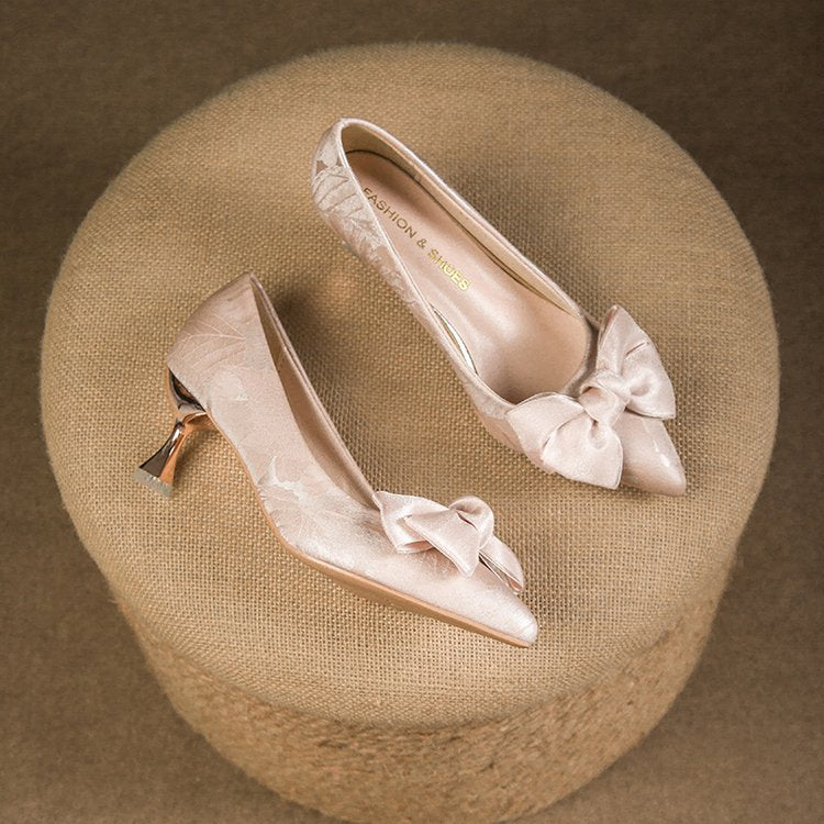 Damen elegante Pumps mit dekorativem Schleifenakzent EB