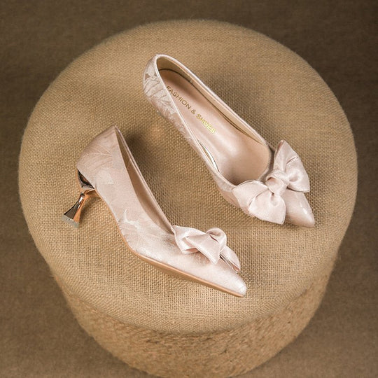 Damen elegante Pumps mit dekorativem Schleifenakzent EB