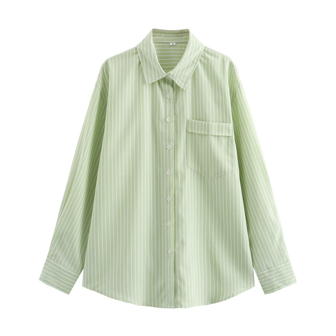 Damen nan lockere Oversize-Hemdbluse mit klassischem Kragen, durchgehender Knopfleiste und abgerundetem Saum EB