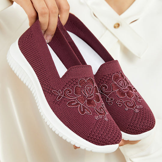 Damen Slip-On Socken Sneakers mit floralem Design EB