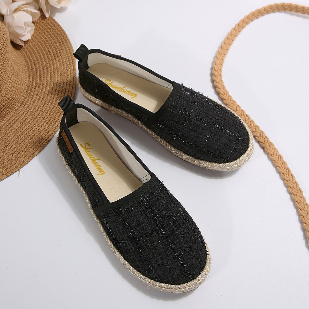 Damen Espadrilles mit elastischem Obermaterial und komfortabler Sohle EB