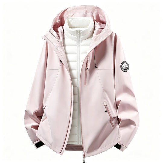 Damen kombinierbare Softshell Outdoorjacke mit abnehmbarer Steppinnenjacke EB