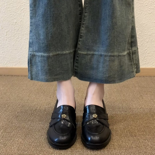 Damen Elegante Mokassins mit modischem Blockabsatz EB