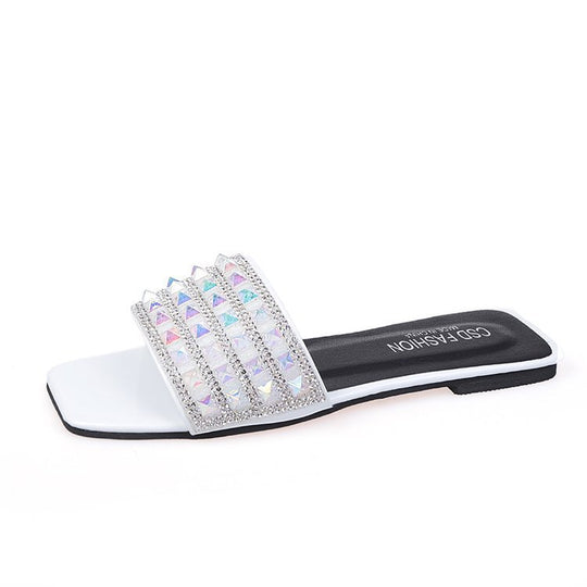 Damen elegante Riemchen-Pantoletten mit funkelndem Strass EB
