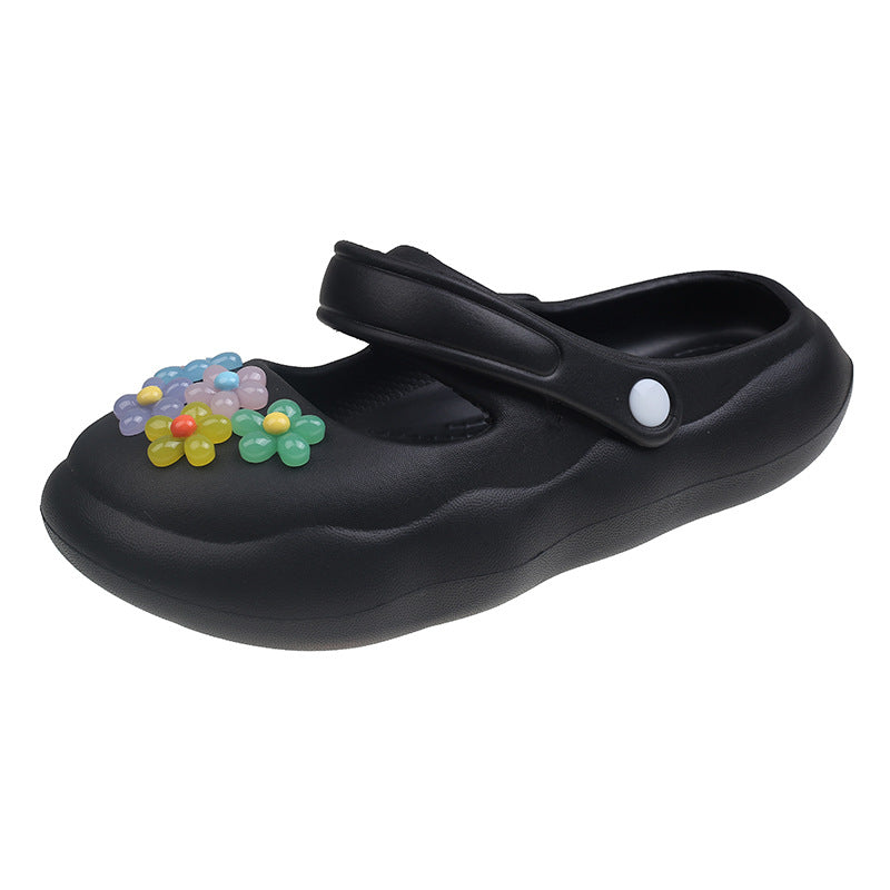 Damen Bunte und komfortable Riemensandalen mit blütenförmigem Dekor EB
