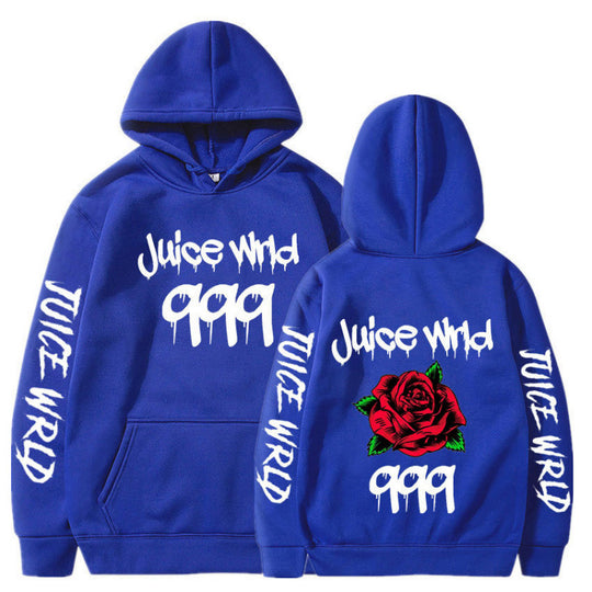 Damen Kapuzenpullover mit auffälligem Grafikdesign und romantischem Rosenmotiv EB
