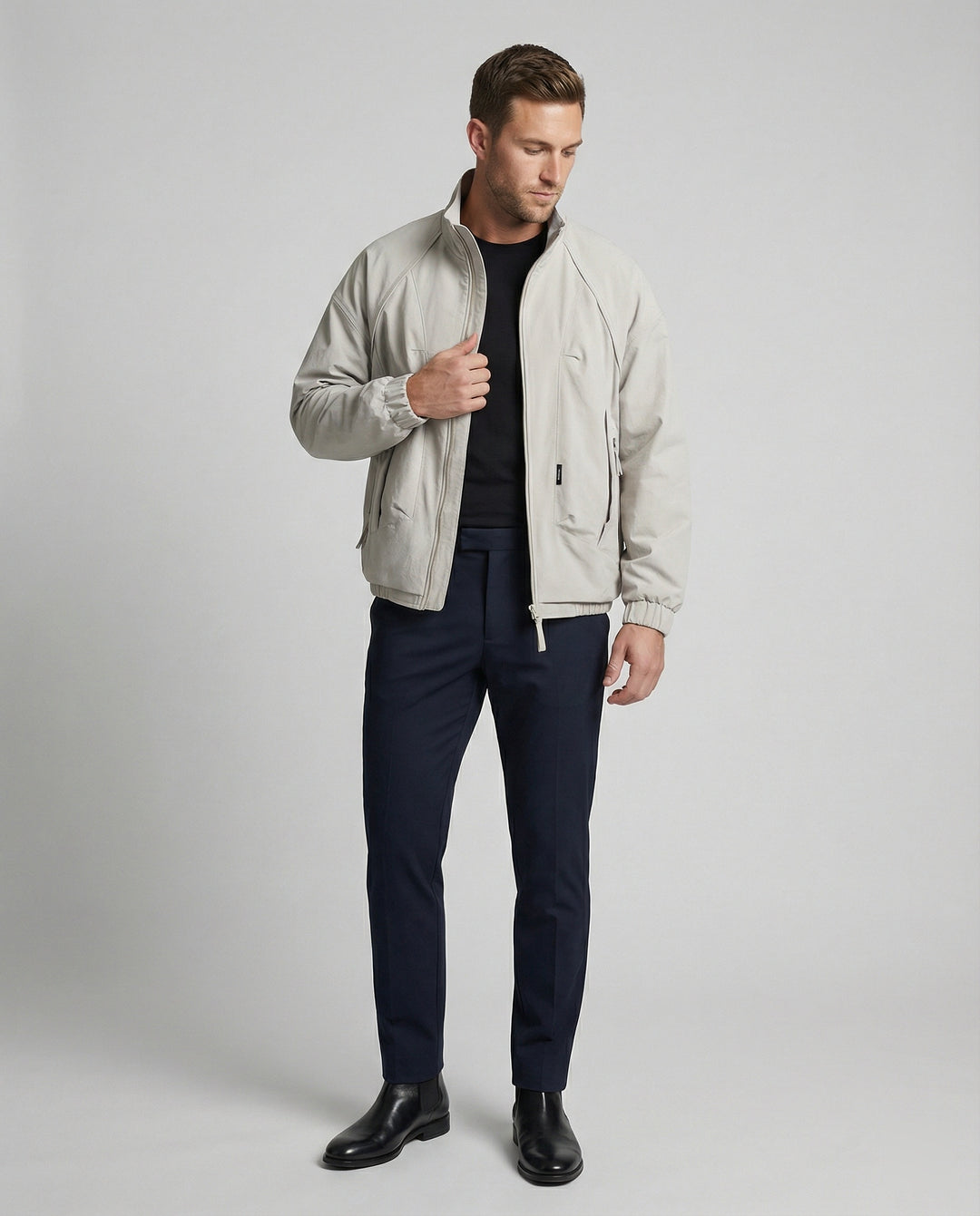 Herren leichter funktionaler Blouson mit Raglanärmeln, Zweiwege-Reißverschluss und Kordelzugsaum EB