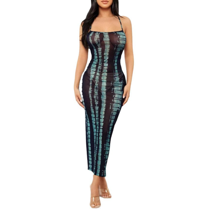 Damen Maxikleid mit elegantem grafischem Muster und schmalem Schnitt EB