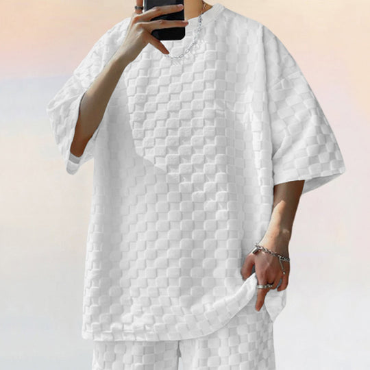Herren lässiges Kurzarmshirt aus strukturierter Baumwolle EB