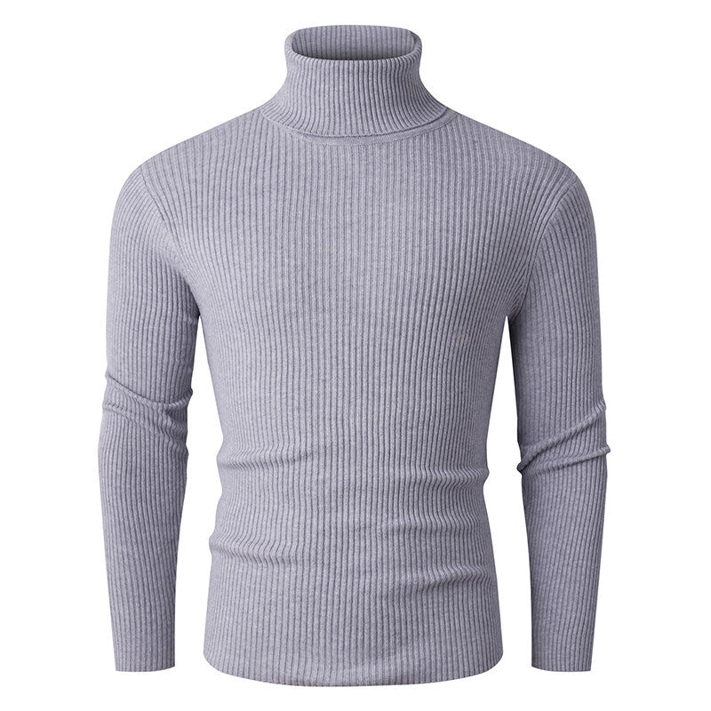 Herren nan taillierter Rippen-Strick Rollkragenpullover Slim Fit EB