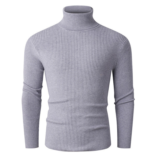 Herren nan taillierter Rippen-Strick Rollkragenpullover Slim Fit EB