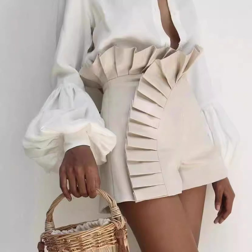 Damen Rüschenshorts mit asymmetrischem Schnitt EB
