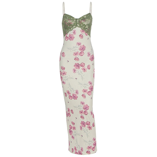 Damen Etuikleid mit floralem Design und transparenten Spitzenakzenten EB