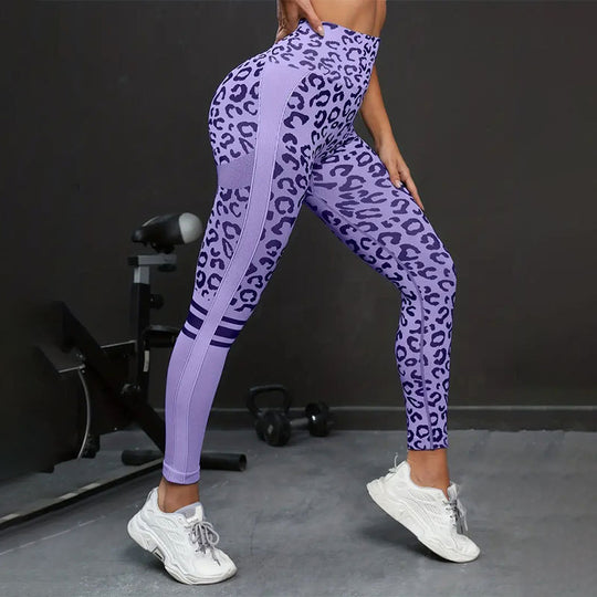 Damen Sportleggings mit Tiermuster und hohem Taillenschnitt EB
