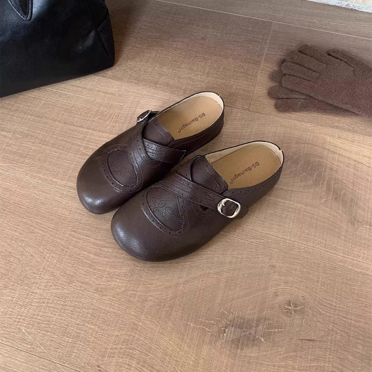 Damen Mokassins mit floralem Schnallenakzent und hochwertigem Leder EB