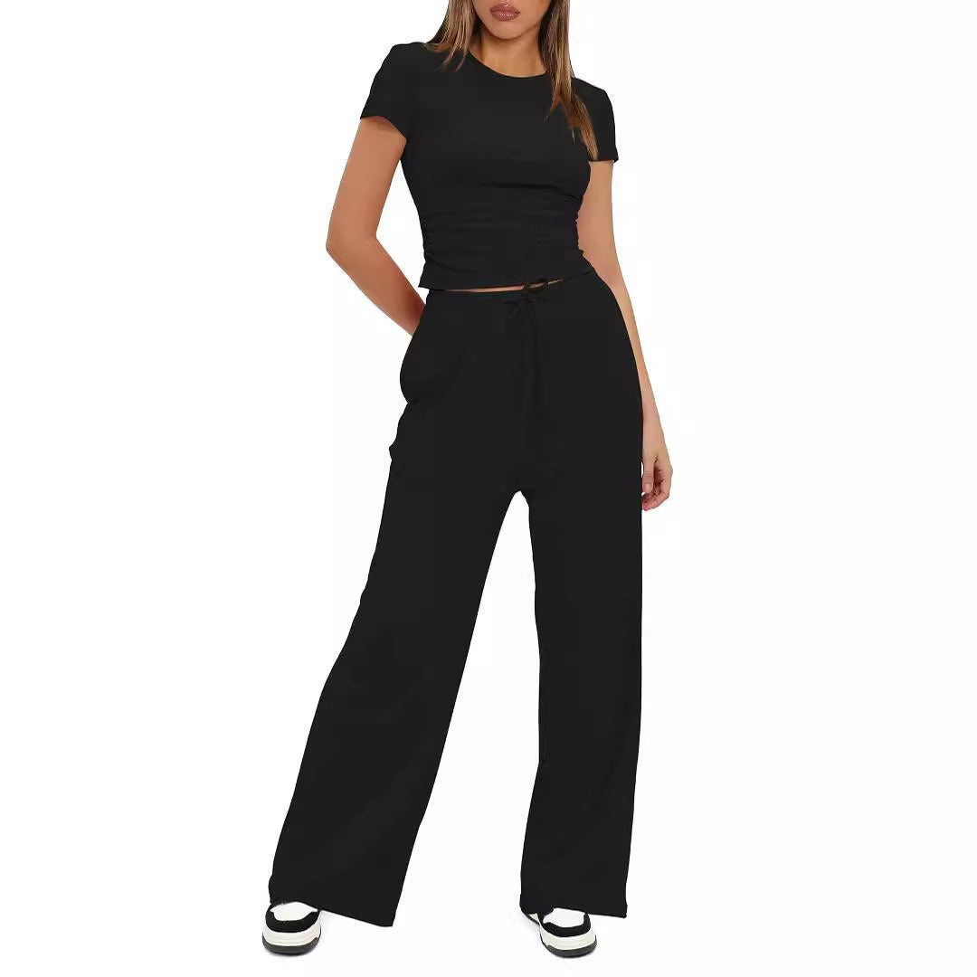 Damen Lässiges Lounge-Set mit weitem Oberteil und bequemen Hosen EB