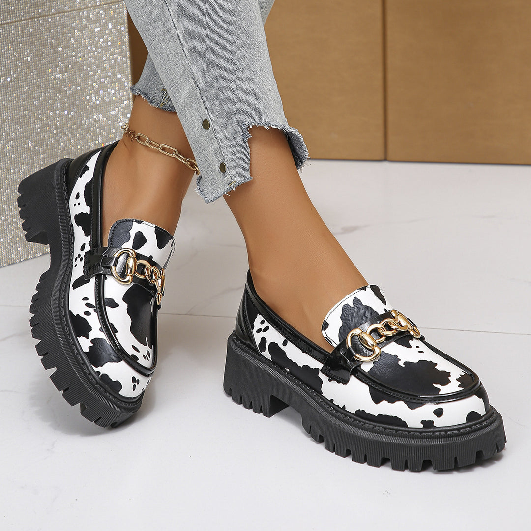 Damen Trendige Mokassin-Schuhe mit auffälligem Zebra-Druck und komfortabler Sohle EB