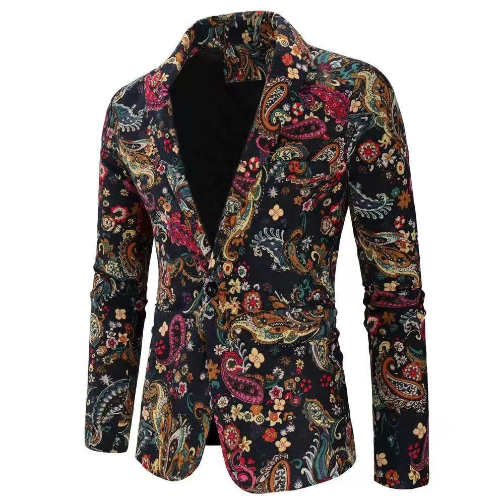 Herren modische Blazer mit buntem grafischem Design EB