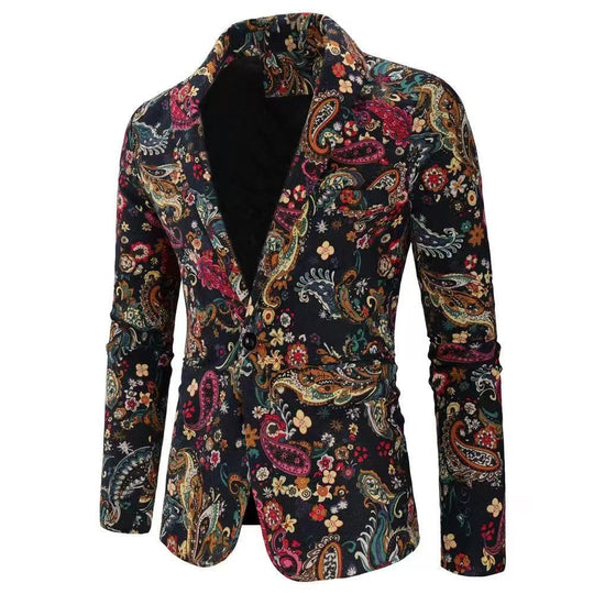 Herren modische Blazer mit buntem grafischem Design EB