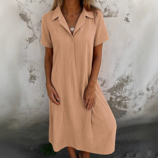 Damen Hemdkleid mit kurzen Ärmeln und eleganter Knopfleiste EB
